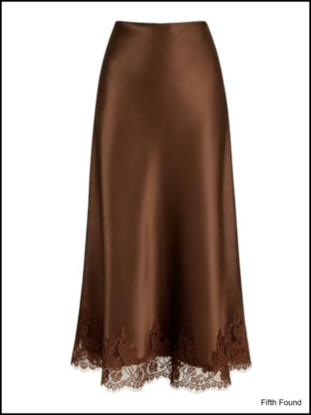 Satin Midi Skirt High Waisted Lace Trim A-Line Long Skirt Women